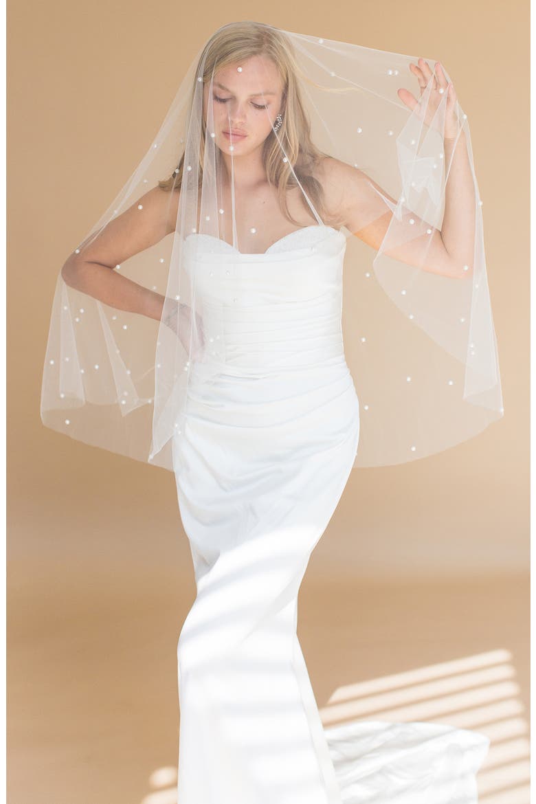 Ellery Imitation Pearl Fingertip Veil (Nordstrom Exclusive), Alternate, color, IVORY