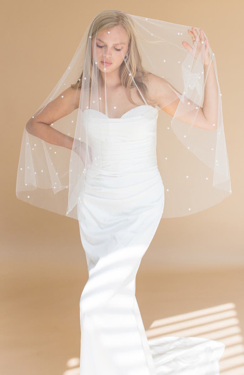Brides & Hairpins Ellery Imitation Pearl Fingertip Veil, Alternate, color, Ivory