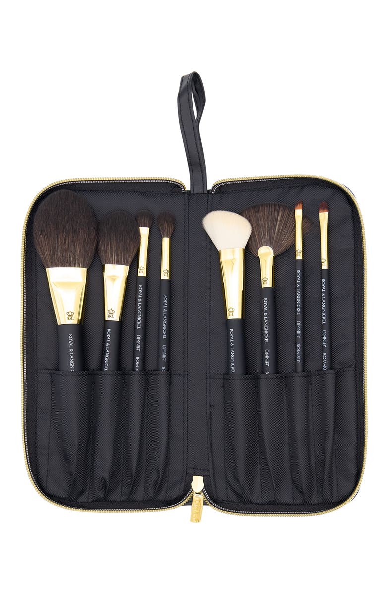 OMNIA Brush Pro Gold Ferrule 8pc Makeup Brush Set, Alternate, color, Black