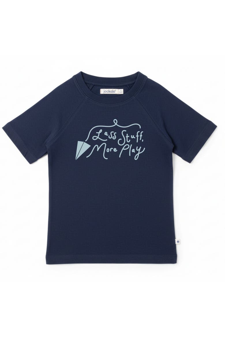 Kids' Organic Cotton Less Stuff More Play Graphic T-Shirt, Main, color, Navy