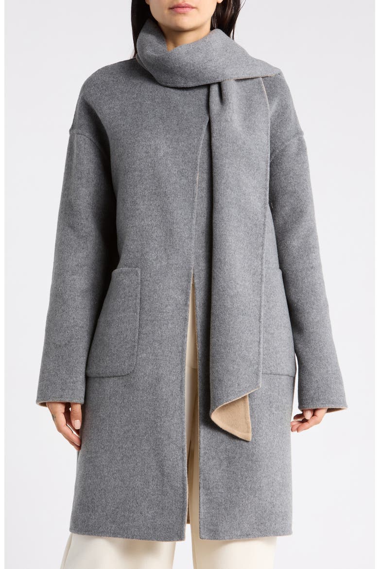 Ivy Double-Faced Coat, Alternate, color, GREY/ CAMEL
