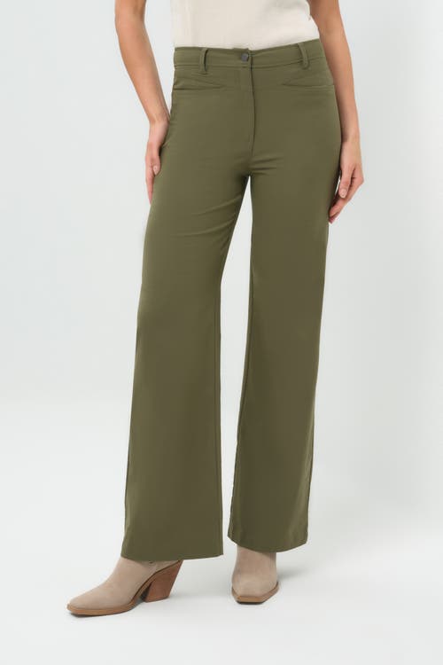 Anatomie Greyson Mid-weight Stretch Wide Leg Pant In Green
