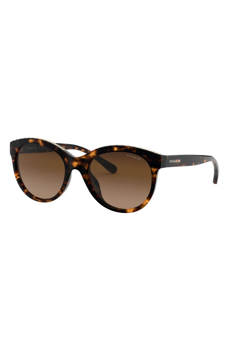 COACH 52mm Gradient Round Sunglasses, Alternate, color, Dark Tortoise