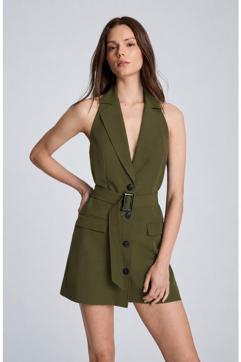 Belted Halter Dress, Alternate, color, BREEN
