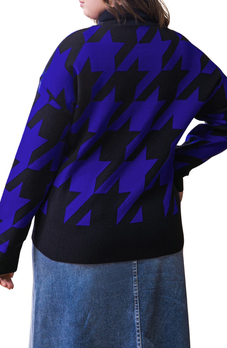 FLYING TOMATO Turtleneck Sweater, Alternate, color, Black/ Royal