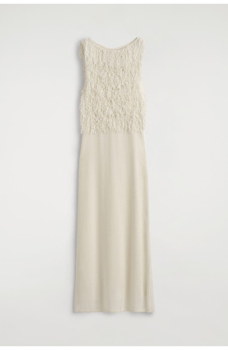 COS Fringed Knitted Column Dress, Alternate, color, White