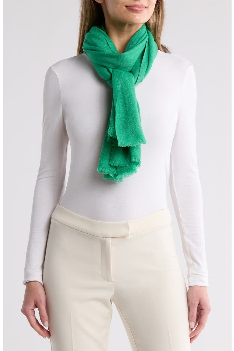Lurex® Wool Scarf, Main, color, GREEN