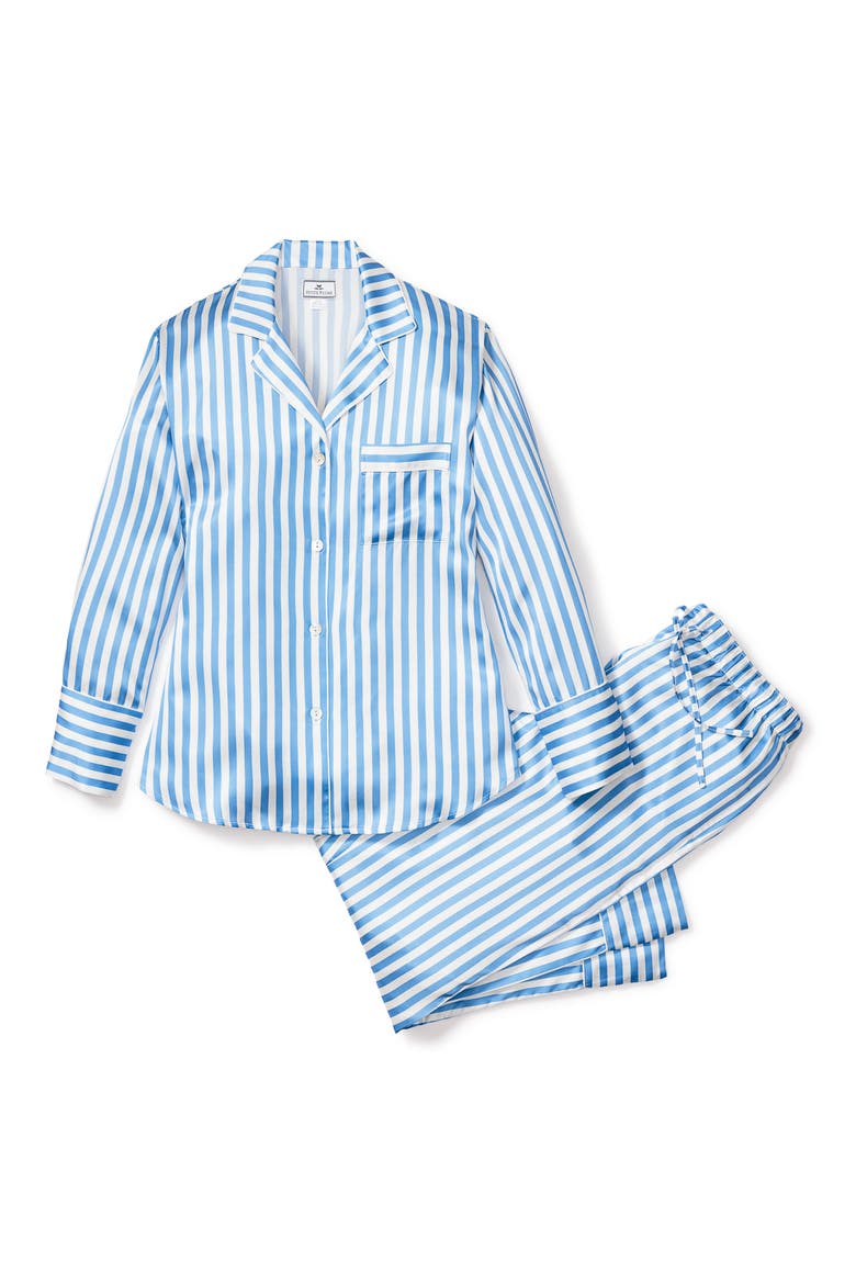 Stripe Mulberry Silk Pajamas, Alternate, color, BLUE