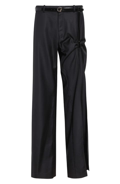 Suspended Leg Tailored Straight Leg Wool Pants