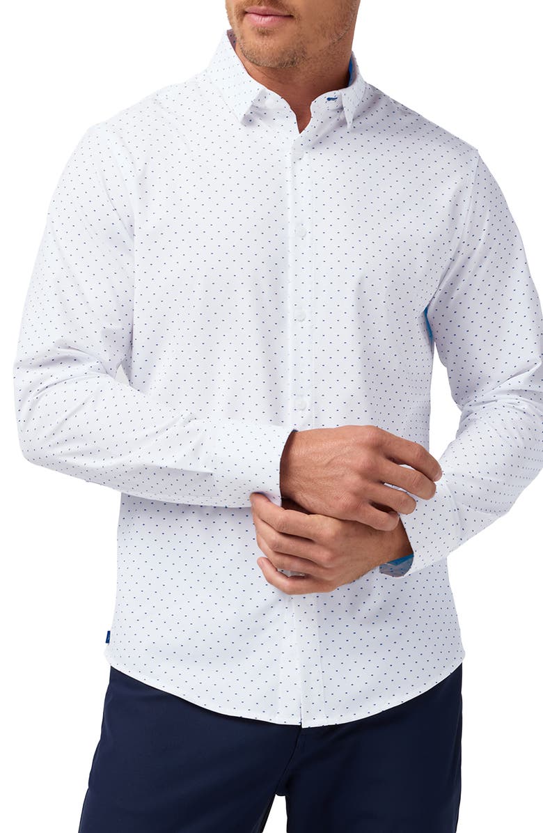 Mizzen+Main Leeward Trim Fit Neat Dot No Tuck Button-Up Shirt, Alternate, color, 