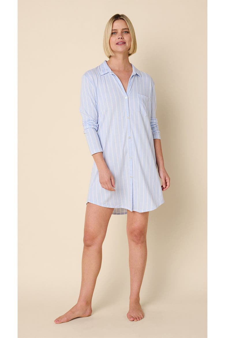 Pima Knit Night Shirt, Main, color, Heritage Stripe Blue