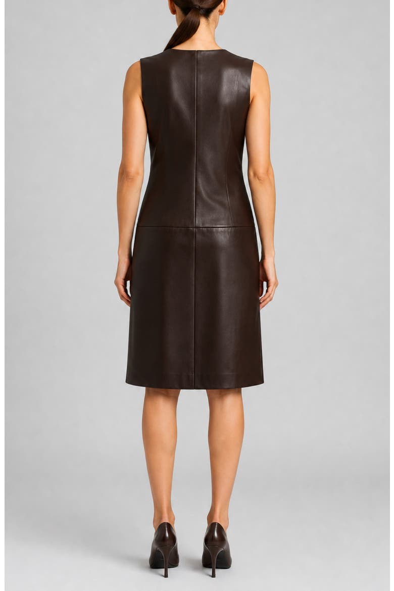 Faux Leather A-Line Dress, Alternate, color, COFFEE BEAN