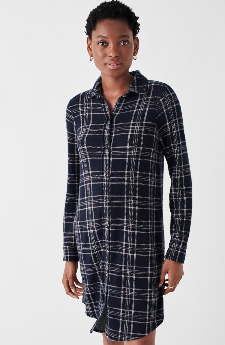 Faherty Legend Plaid Long Sleeve Flannel Shirtdress, Alternate, color,