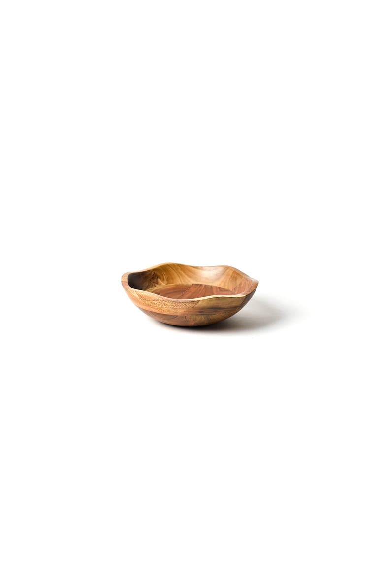 Fundamental Wood 9in Ruffle Bowl, Main, color, Brown