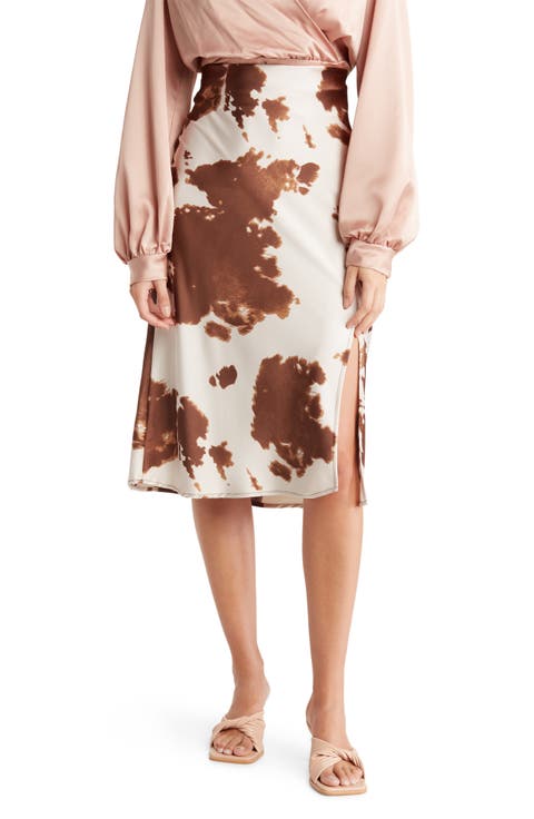 Cow Print Midi Skirt