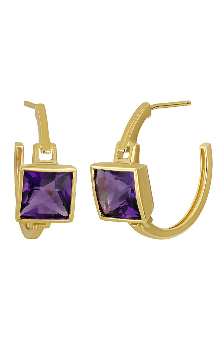 Bony Levy Color 14K Gold Amethyst Hoop Earrings, Main, color, 18K Yellow Gold