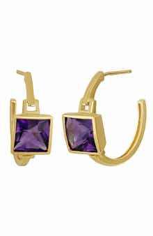 Bony Levy Color 14K Gold Amethyst Hoop Earrings