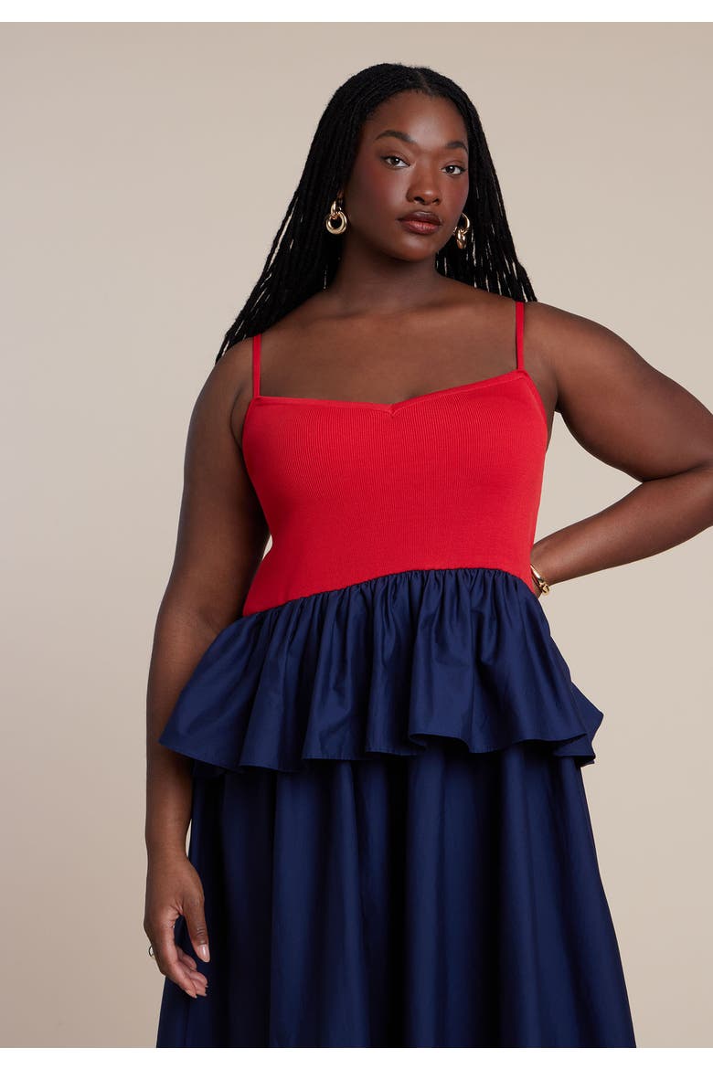 Peplum Detail Colorblocked Dress, Alternate, color, GOJI PAGEANT BLUE