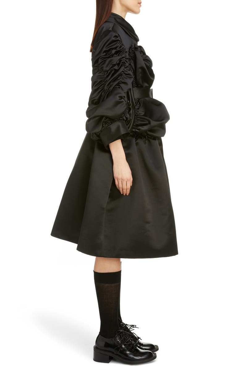Simone Rocha Belted Shirred Satin Coat, Alternate, color,