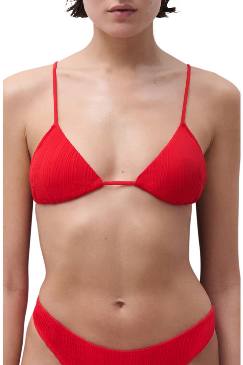 Jacquard Triangle Bikini Top, Main, color, CHERRY RED