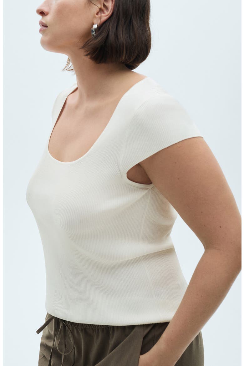 Short Sleeve Rib Sweater, Alternate, color, OFF WHITE