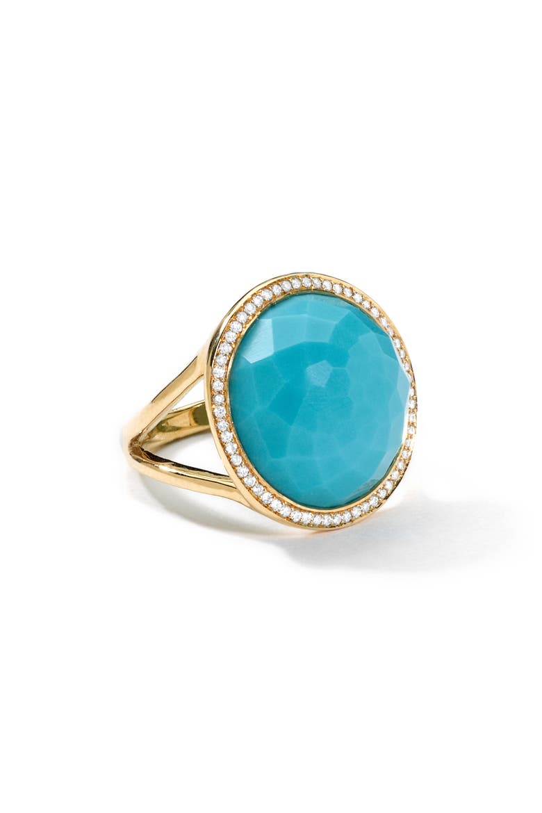 Lollipop Diamond & Turquoise Ring, Main, color, GOLD/ TURQUOISE/ DIAMOND