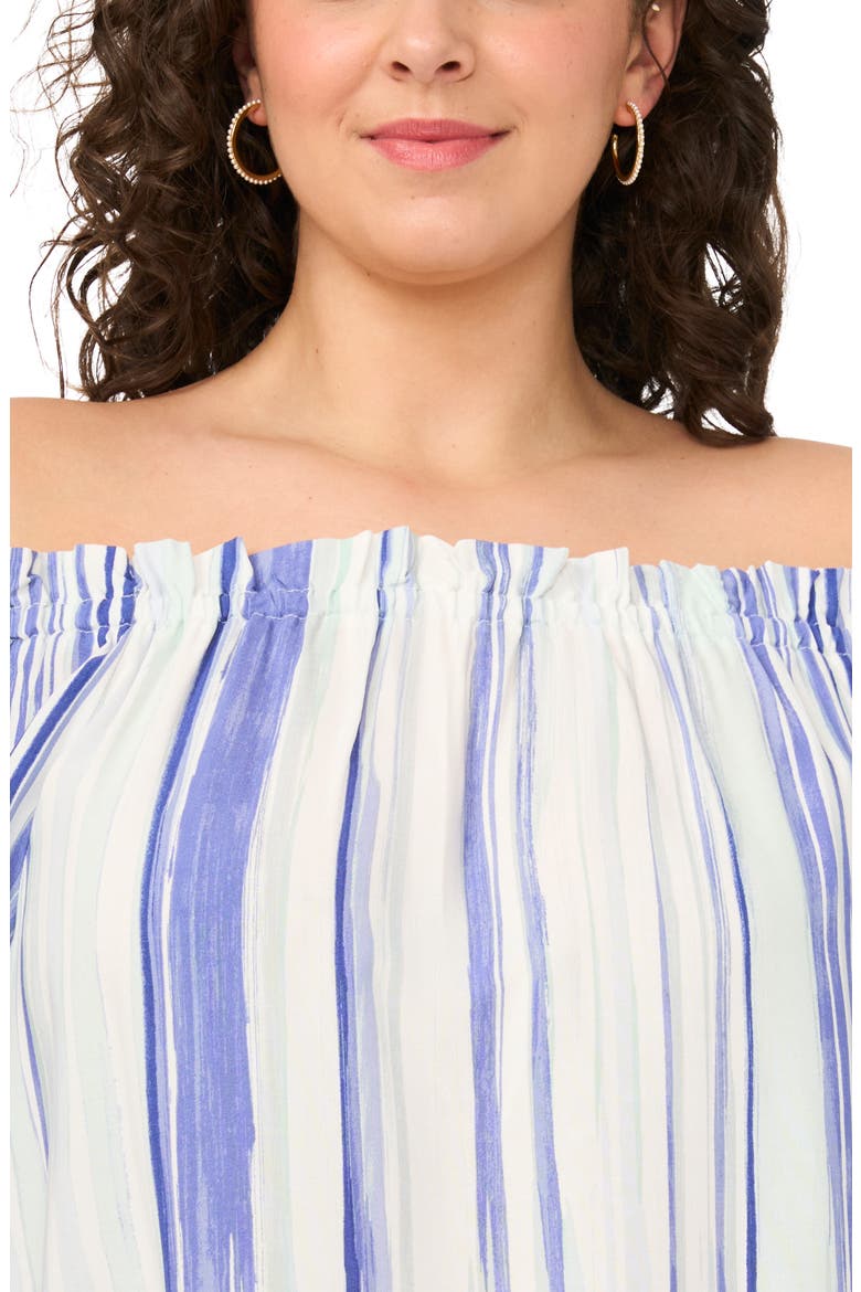 Stripe Off the Shoulder Top, Alternate, color, ICE LAGOON