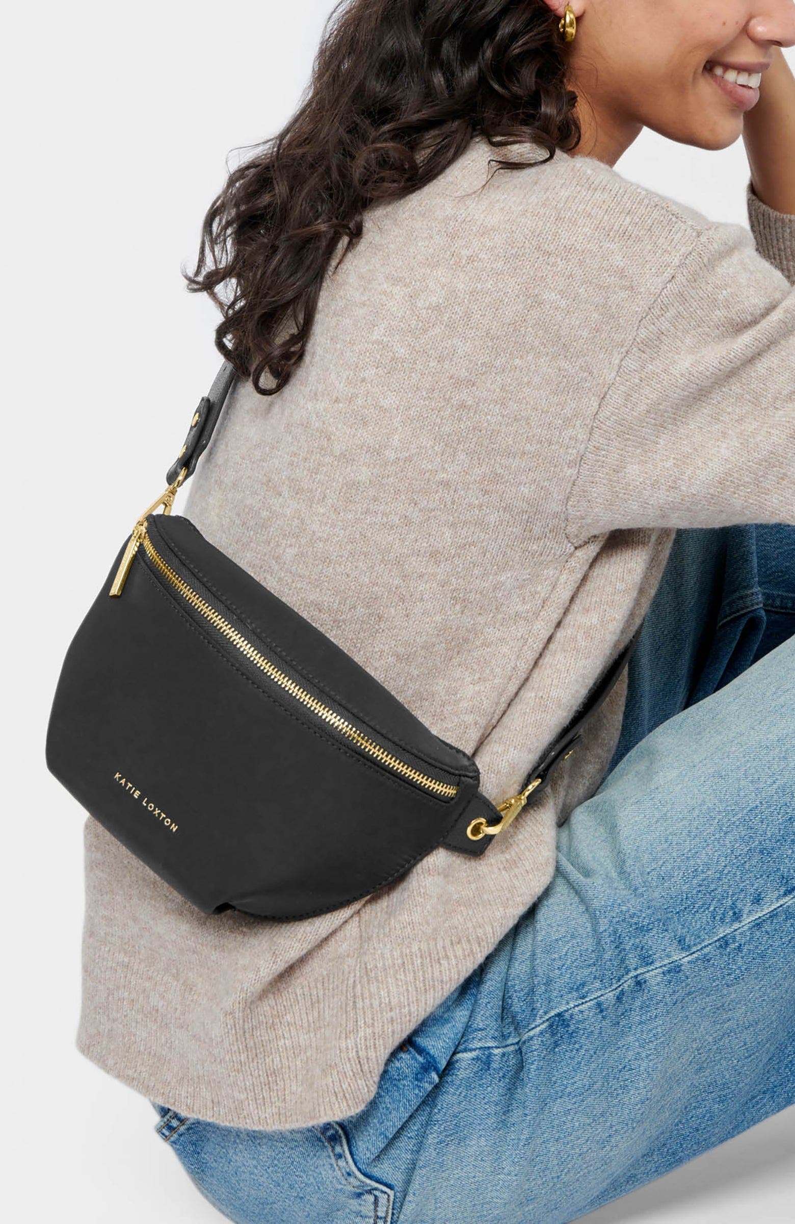 Katie Loxton Nylon-Luxe Belt Bag, Alternate, color, Black