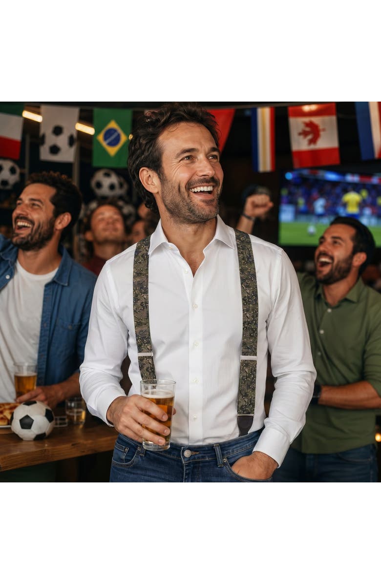 Trafalgar World's Champion Goal Soccer Novelety Button End Suspenders, Alternate, color, Green