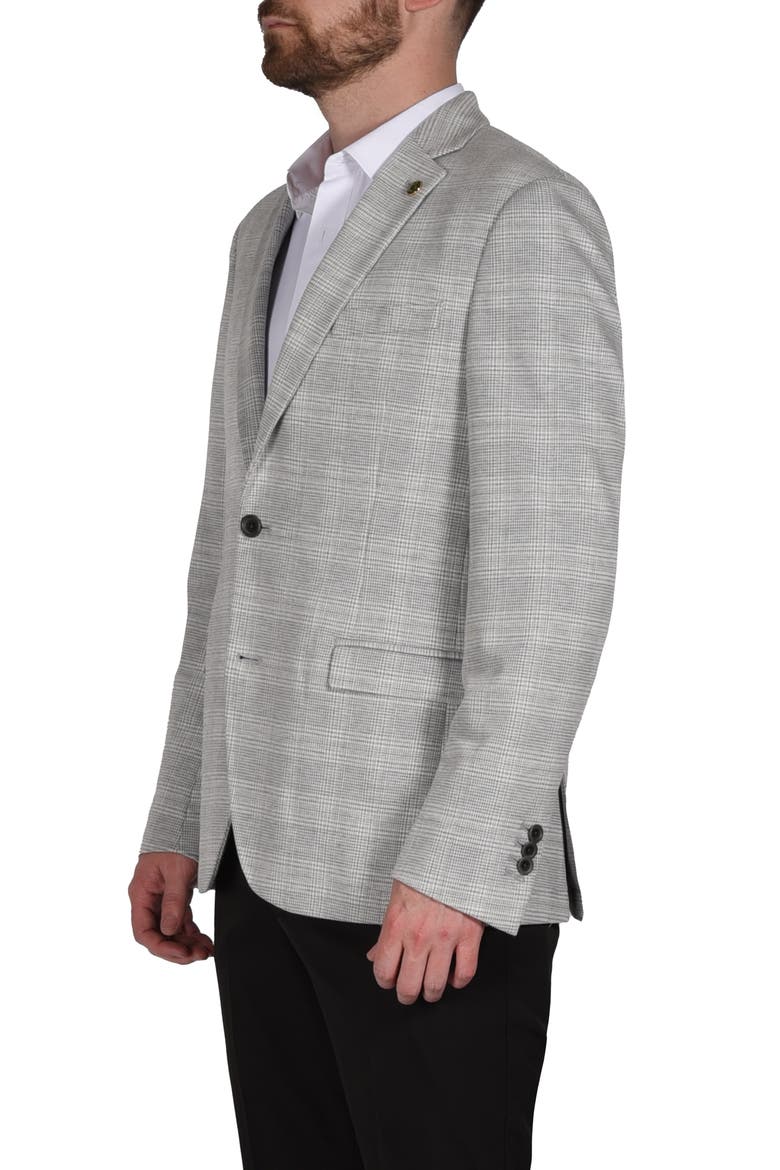 Plaid Knit Sport Coat, Alternate, color, GREY