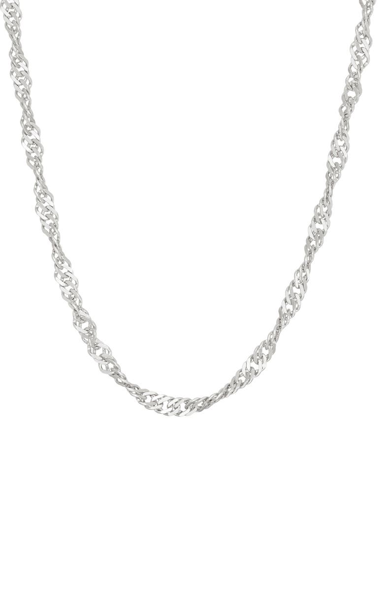 FZN Sterling Silver Singapore Chain Necklace, Main, color, Silver