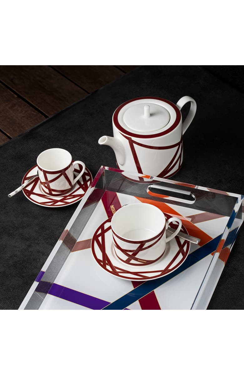 Missoni Tea Cup & Saucer Set Of 2 In Luxury Box, Alternate, color, Bordeaux