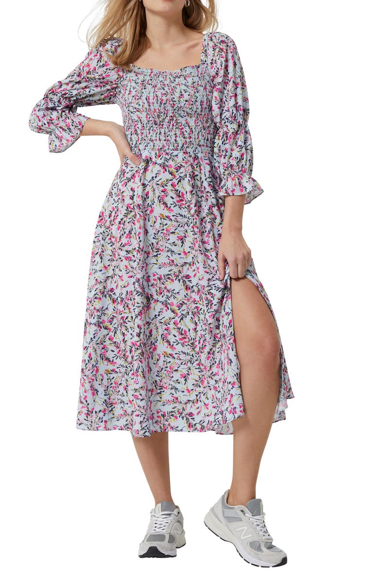 French Connection French Connecton Flores Verona Empire Waist Crepe Dress, Main, color, Light Dream Blue