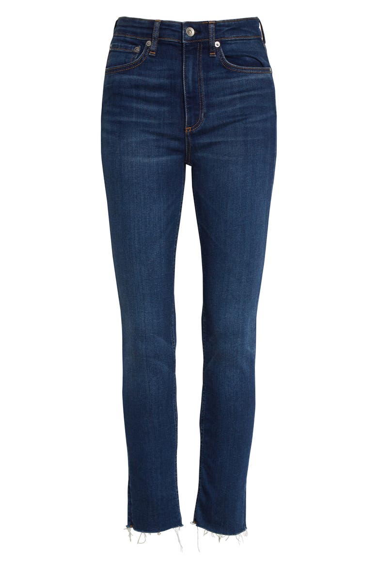 Nina High Waist Raw Hem Ankle Skinny Jeans, Alternate, color, JASPER