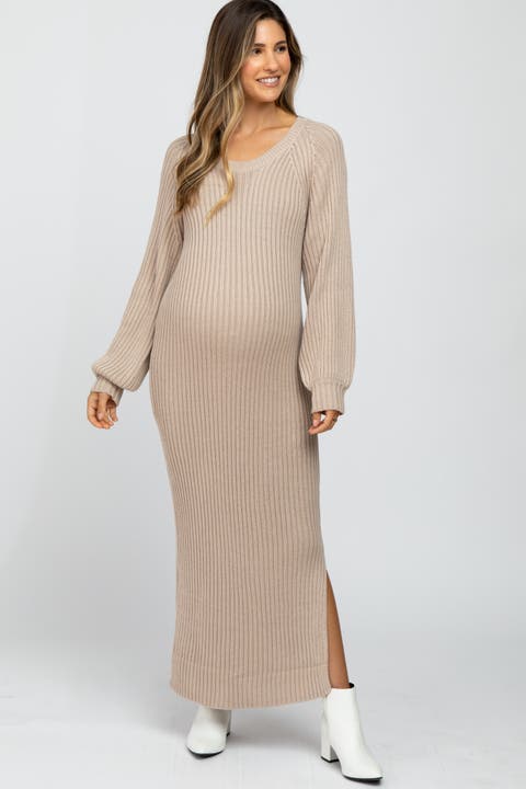 Side Slit Maxi Sweater Dress