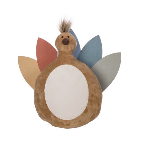 Plush Sitting Turkey Figurine Multicolored Tabletop Decoration