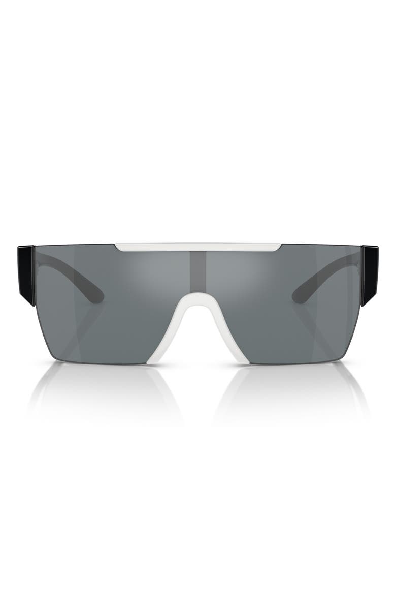 Burberry Kids' 128mm Rectangular Shield Sunglasses, Main, color, White / Grey Mirror Black