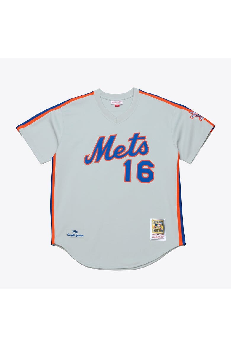 Men's Mitchell & Ness Dwight Gooden White New York Mets 1986 Authentic Jersey, Main, color, Gray