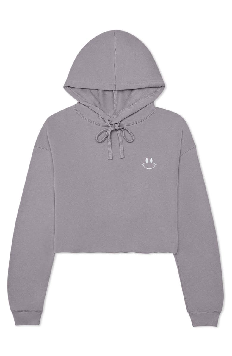 Dalix Smile Face Cropped Hoodie, Main, color, Storm Gray