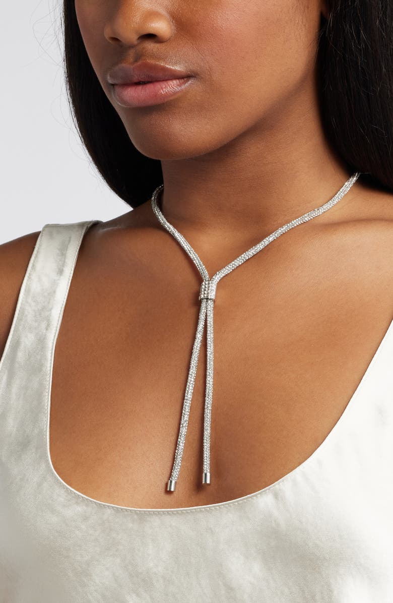 Open Edit Pavé Crystal Y-Necklace, Alternate, color, 