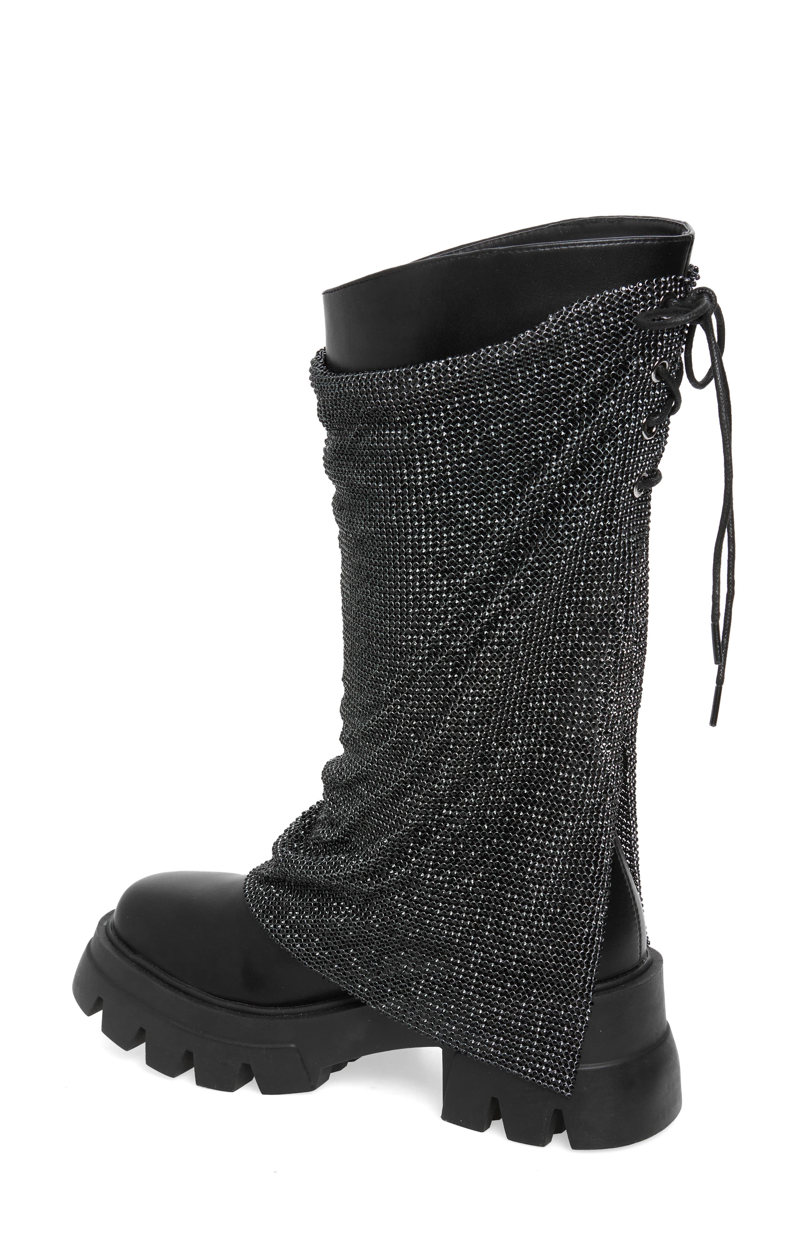 AZALEA WANG Bloomfield Crystal Chainmail Boot, Alternate, color, 