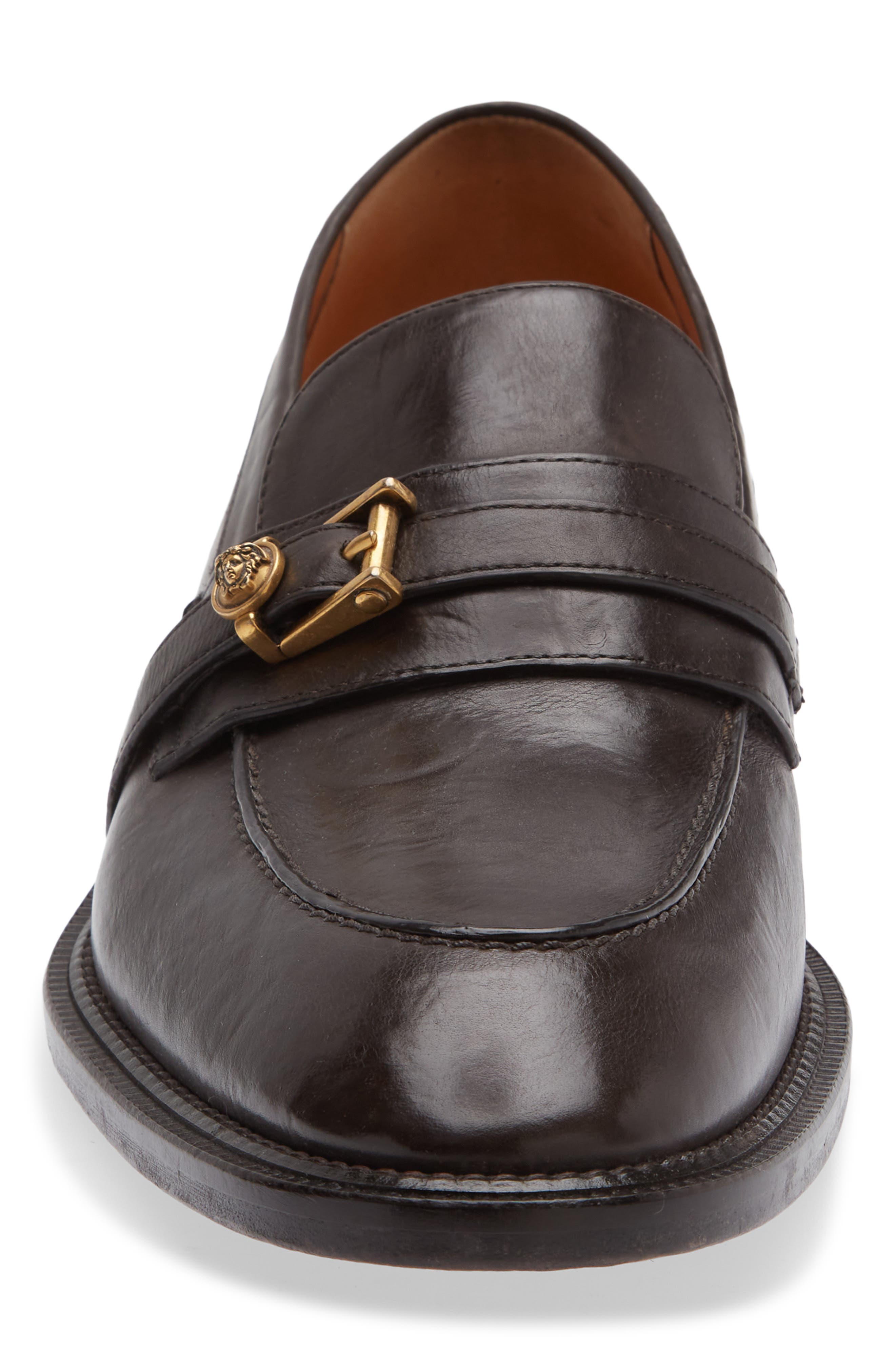 Versace First Line Primo Medusa Buckle Loafer, Alternate, color, Ebano-Gold