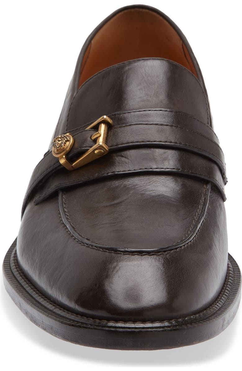 Versace First Line Primo Medusa Buckle Loafer, Alternate, color, Ebano-Gold