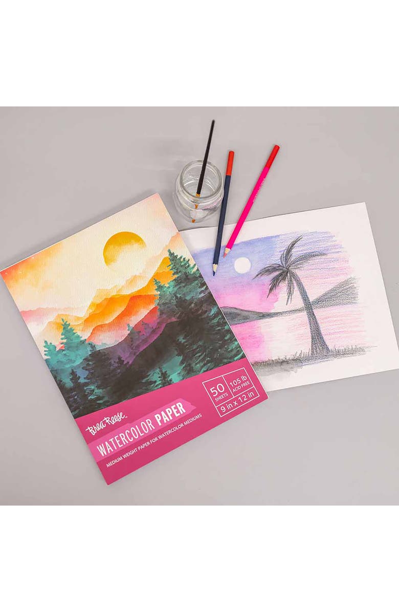 Brea Reese Watercolor Paper Pad 50 Sheets 9X12", Alternate, color, Multicolored