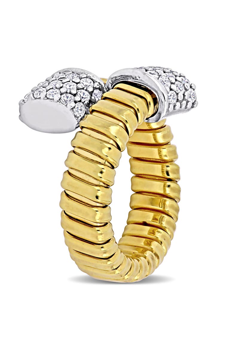 Cubic Zirconia Bypass Omega Ring, Alternate, color, Yellow-Plated