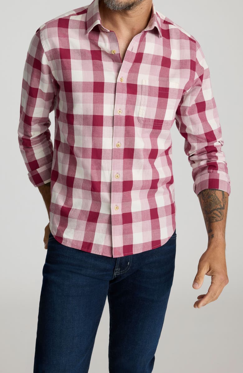 UNTUCKit Greenwald Check Cotton Flannel Button-Up Shirt, Main, color, Pink Wine White