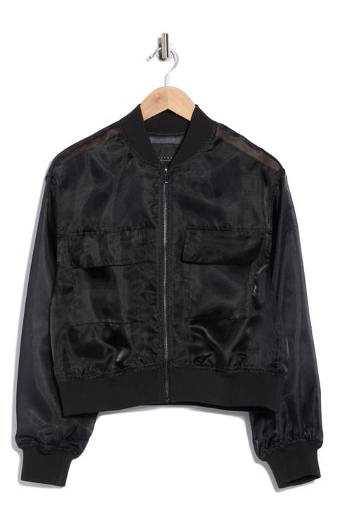 Organza Crop Bomber Jacket