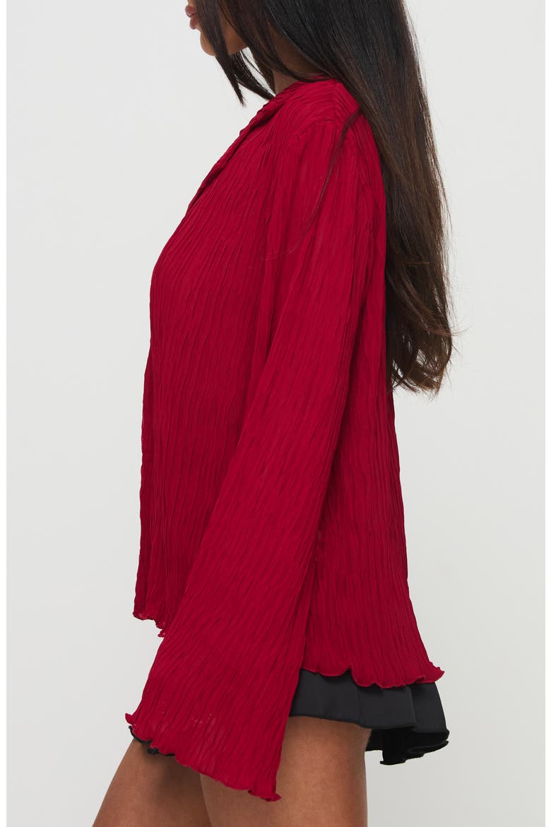 Selma Crinkle Button-Up Top, Alternate, color, BURGUNDY