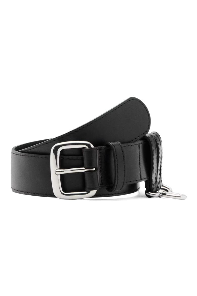 Starring Hailey Bieber Loops Leather Belt, Main, color, BLACK