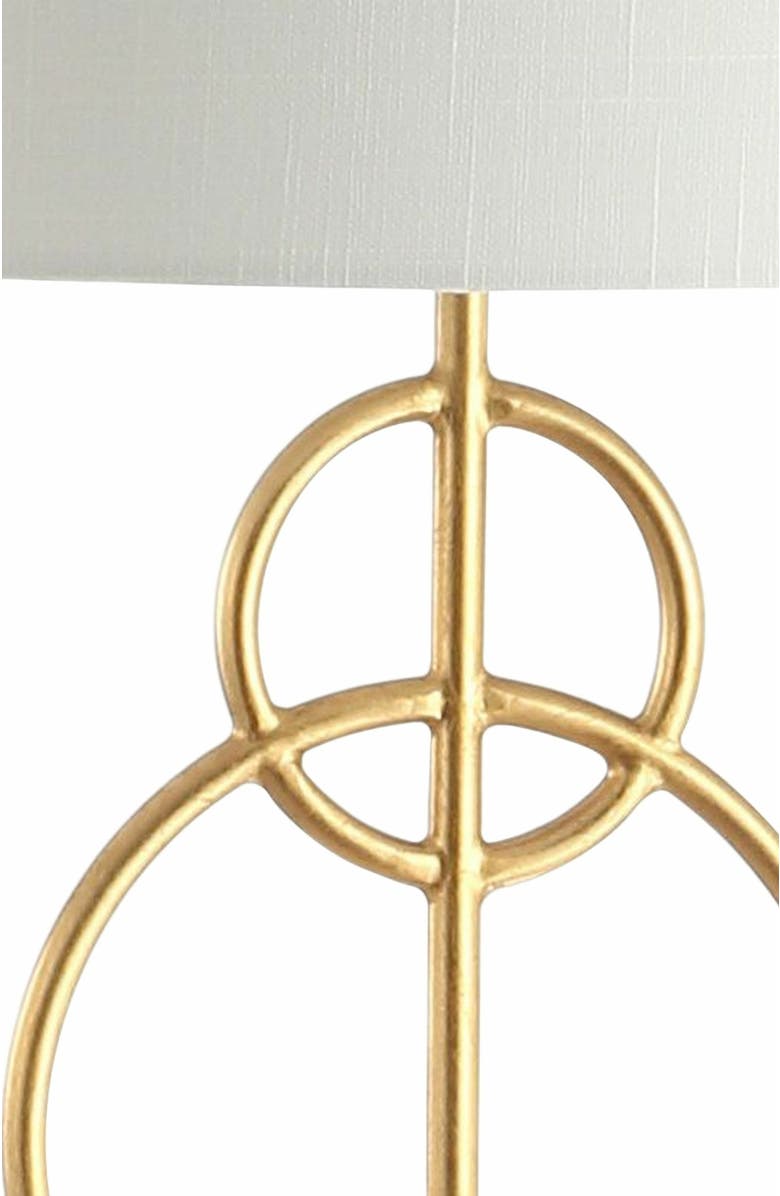 JONATHAN Y Haines Modern Circle Marble/Metal LED Floor Lamp, Alternate, color, Gold Leaf/White